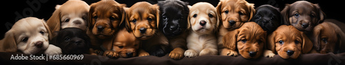 Puppy Pile Bliss Close-Up Top View of a Delightful Bundle of Baby Dogs.