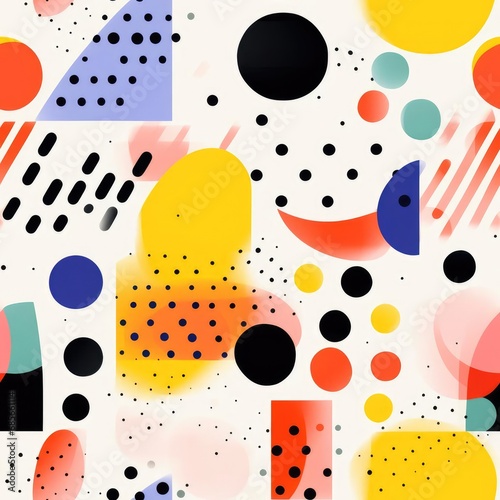 Pattern of circles, dots and colored spots