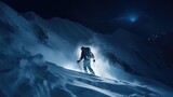 A man skiing down a snow-covered mountain photo realistic illustration - Generative AI.