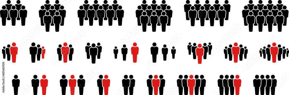 People group icon set. Business team. Team of worker. User profile symbol. Group of people or group of users. Vector illustration of cartoon men and women. Isolated on white. People group icon set. Business team. Team of worker. User profile symbol. Group of people or group of users. Vector illustration of cartoon men and women. Isolated on white.