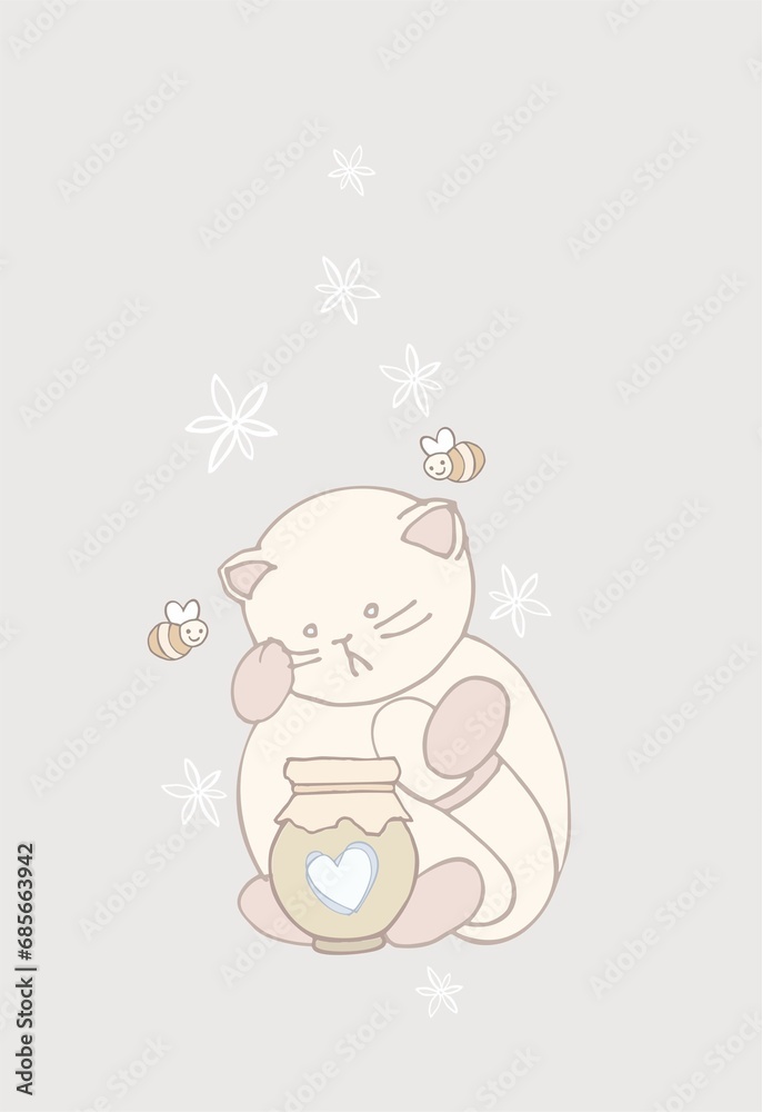 Valentine's Day - print-ready card (poster) made of isolated cartoon elements in pastel colors. Hand drawn digital illustration. Valentine's Day - print-ready card (poster) made of isolated cartoon elements in pastel colors. Hand drawn digital illustration.