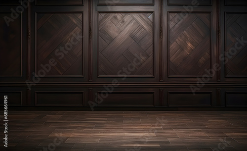 Dark brown classic wood grain highlighted by a free space wall background.