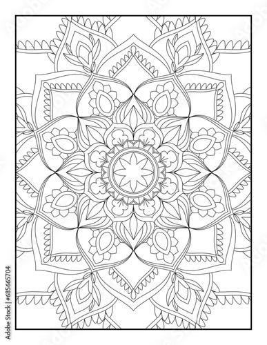 coloring full page mandala design. adult coloring page. Ornamental mandala adult coloring book page. Coloring pages