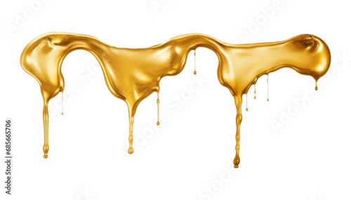 gold melt dripping isolated on transparent background cutout photo