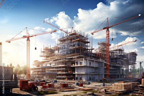 Building under construction, industrial development, construction site engineering. Generative AI photo