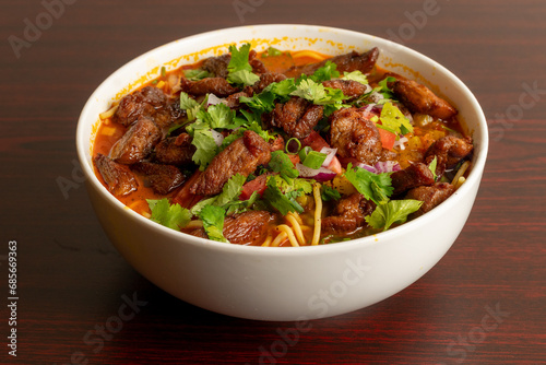 Nepalese roasted pork noodle soup