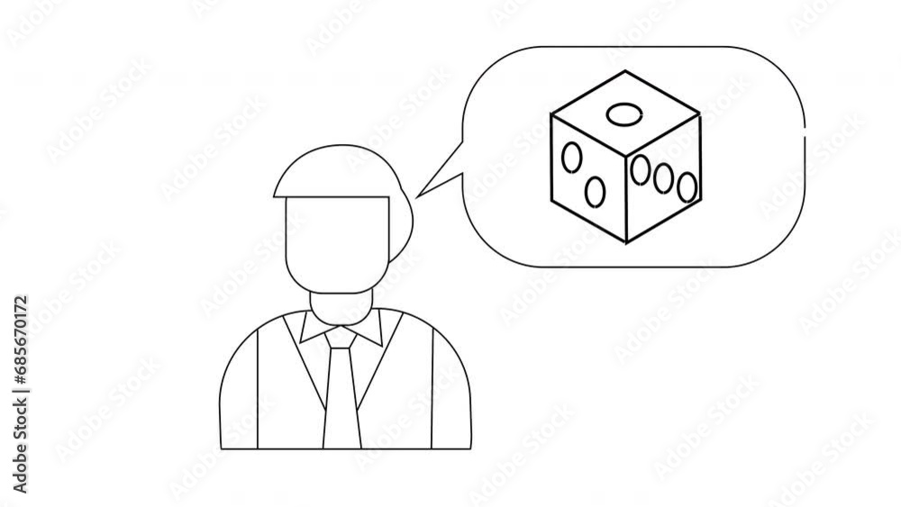 animated sketch of a man and a dice cube animated sketch of a man and a dice cube