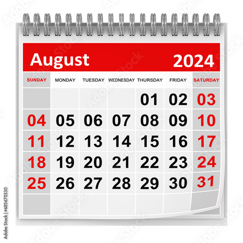 Calendar - August 2024 photo