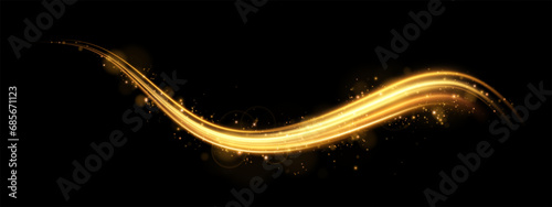 Dust sparks and golden stars shine with special light. Vector sparks on black background. Christmas light effect. Sparkling magic dust particles.	