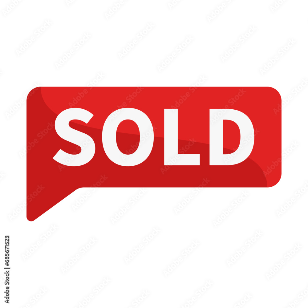 Sold In Red Rectangle Shape For Promotion Business Marketing Sell Social Media Information
