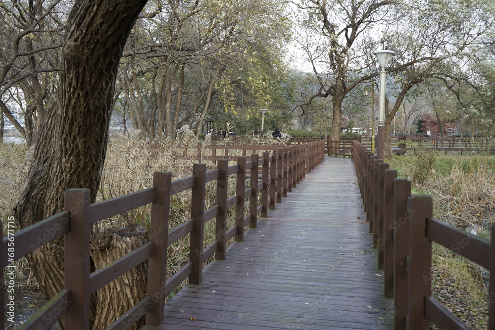 아산 산정호수 겨울 풍경입니다