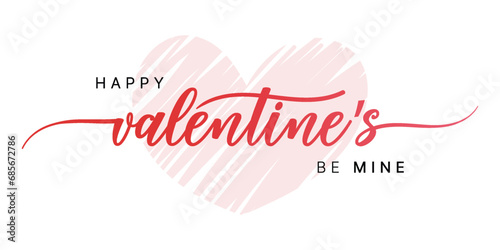 Valentines day background with heart pattern and typography of happy valentines day text . Vector illustration.
