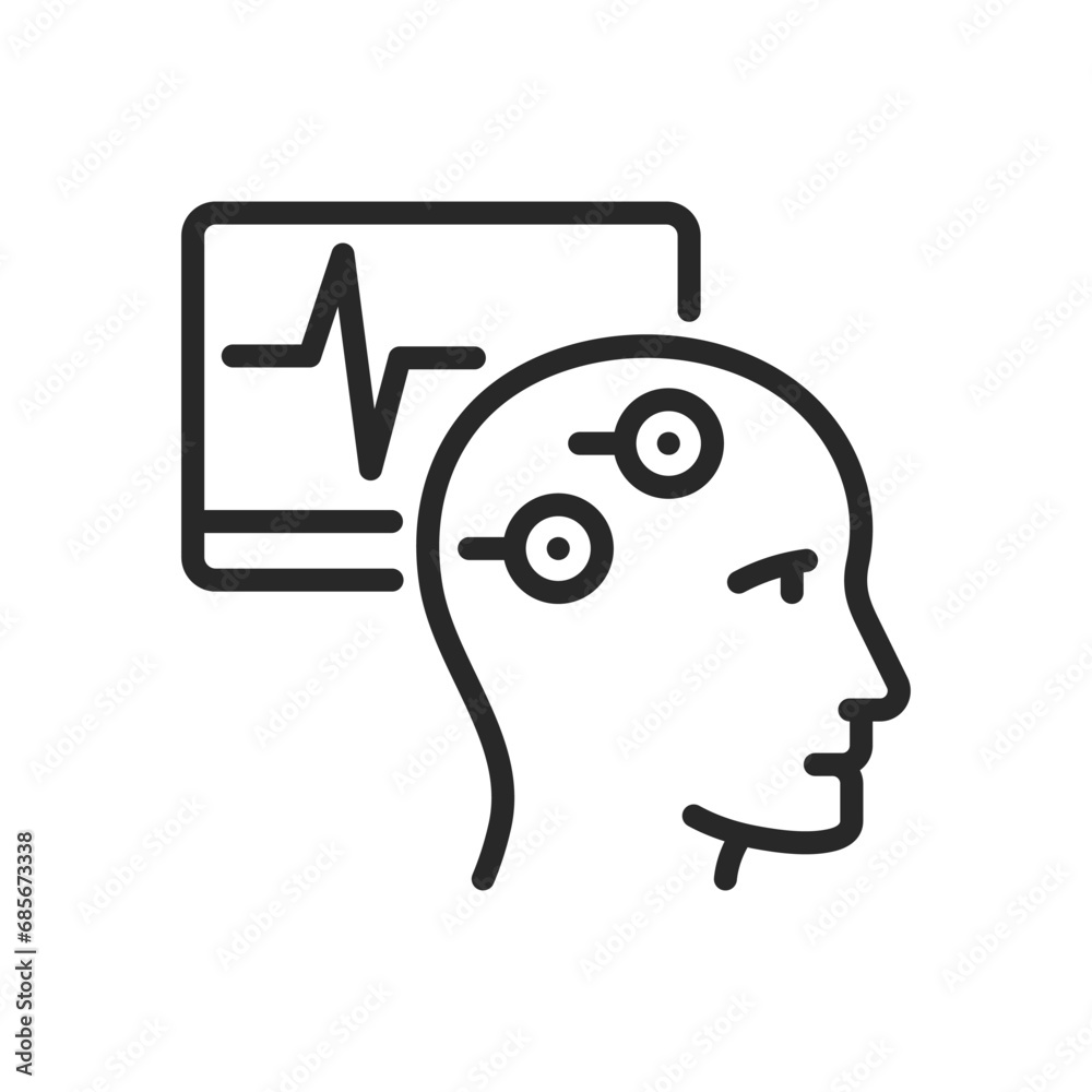 Electroencephalography EEG Icon. Thin Linear Illustration of Brainwave