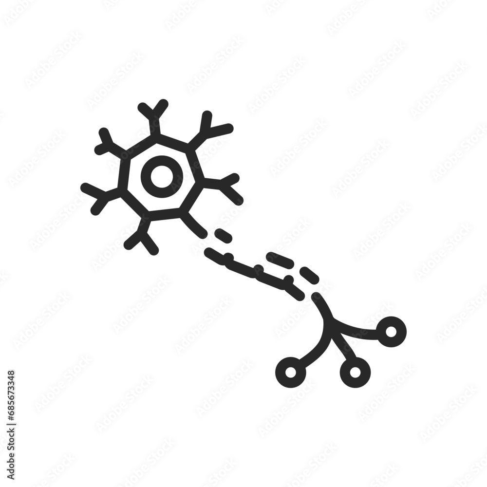 Damaged Neuron Icon. Thin Linear Illustration Highlighting Neuronal Degeneration and Nerve Cell Injury in Neurological Health. Isolated Outline Vector Sign. Damaged Neuron Icon. Thin Linear Illustration Highlighting Neuronal Degeneration and Nerve Cell Injury in Neurological Health. Isolated Outline Vector Sign.