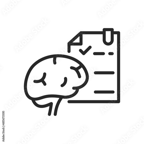 Neurological Examination Icon. Thin Linear Sign for Cognitive Function Testing and Brain Health Assessment. Isolated Outline Vector Symbol.
