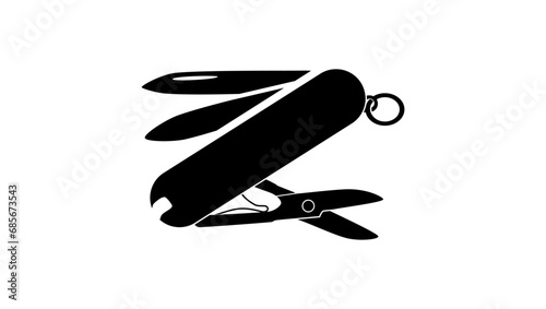 Swiss Army knife, black isolated silhouette