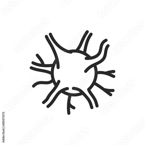 Neuron Icon. Vector Symbol for Neurological Cells  Brain Function and Neural Network Education. Isolated Outline Sign.