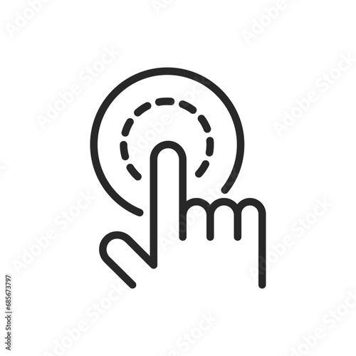 Touch Perception Icon. Thin Line Illustration for Tactile Interaction and Sensory Feedback through Finger Press on Surface. Isolated Outline Vector Sign.