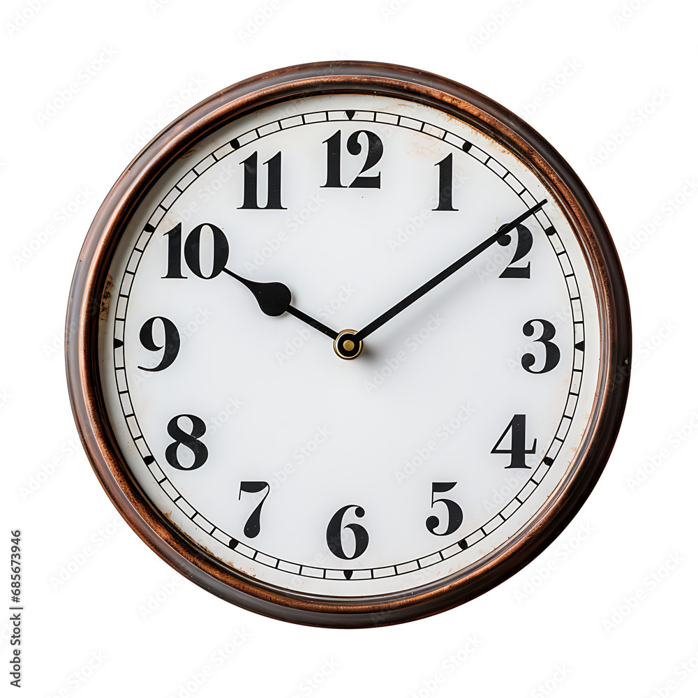 Wall clock isolated on a white background, cutout PNG file. Wall clock isolated on a white background, cutout PNG file.