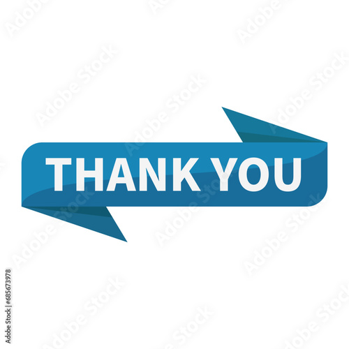 Thank You In Blue Ribbon Rectangle Shape For Congratulation Information Announcement 
