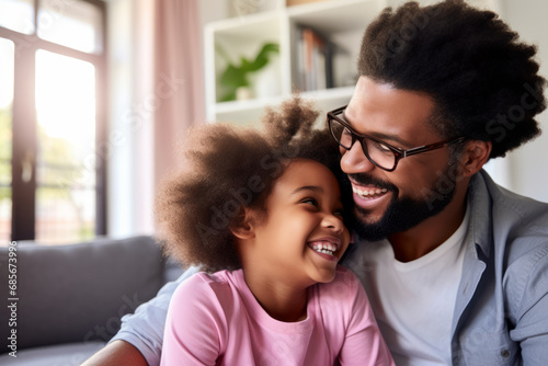 happy father and daughter bonding at home on fathers day