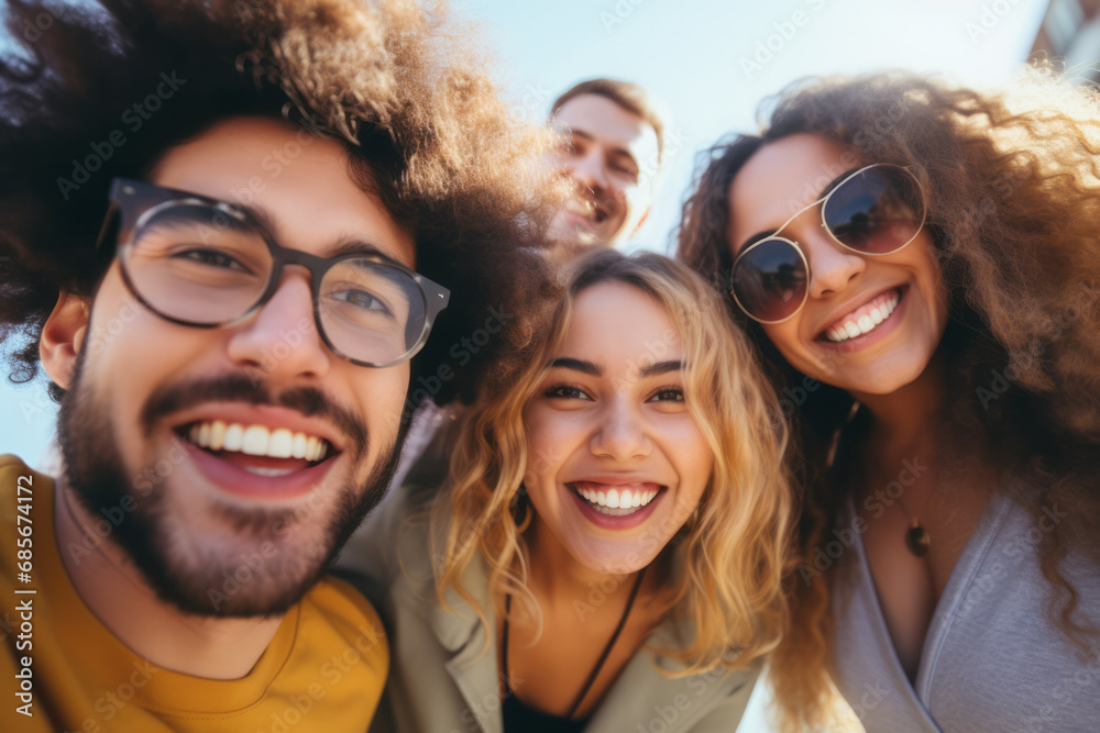 Portrait of a group of friends smiling and looking at camera. Portrait of a group of friends smiling and looking at camera.