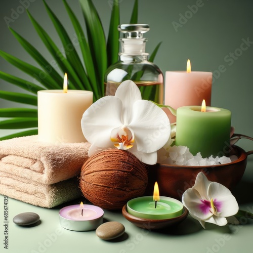 spa still life with candles