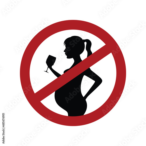 Pregnant no alcohol sign. vector illustration isolated on white background