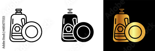  A clean and essential icon representing dish soap, symbolizing kitchen cleanliness, culinary hygiene, and effective grease removal for spotless dishware.