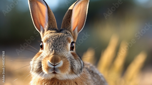 Desert cottontail rabbit Sylvilagus audubonii. A female wild desert cottontail rabbit. generative ai © Witri