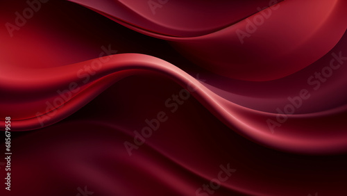 Abstract maroon red waves design with smooth curves and soft shadows on clean modern background. Fluid gradient motion of dynamic lines on minimal backdrop