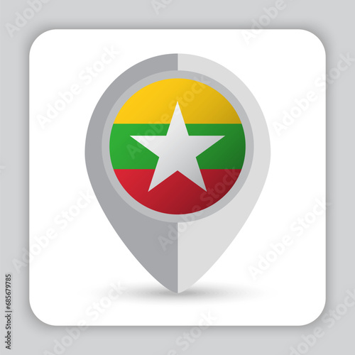 Free Download Myanmar Flag Pin Map Icon - GFXLoad