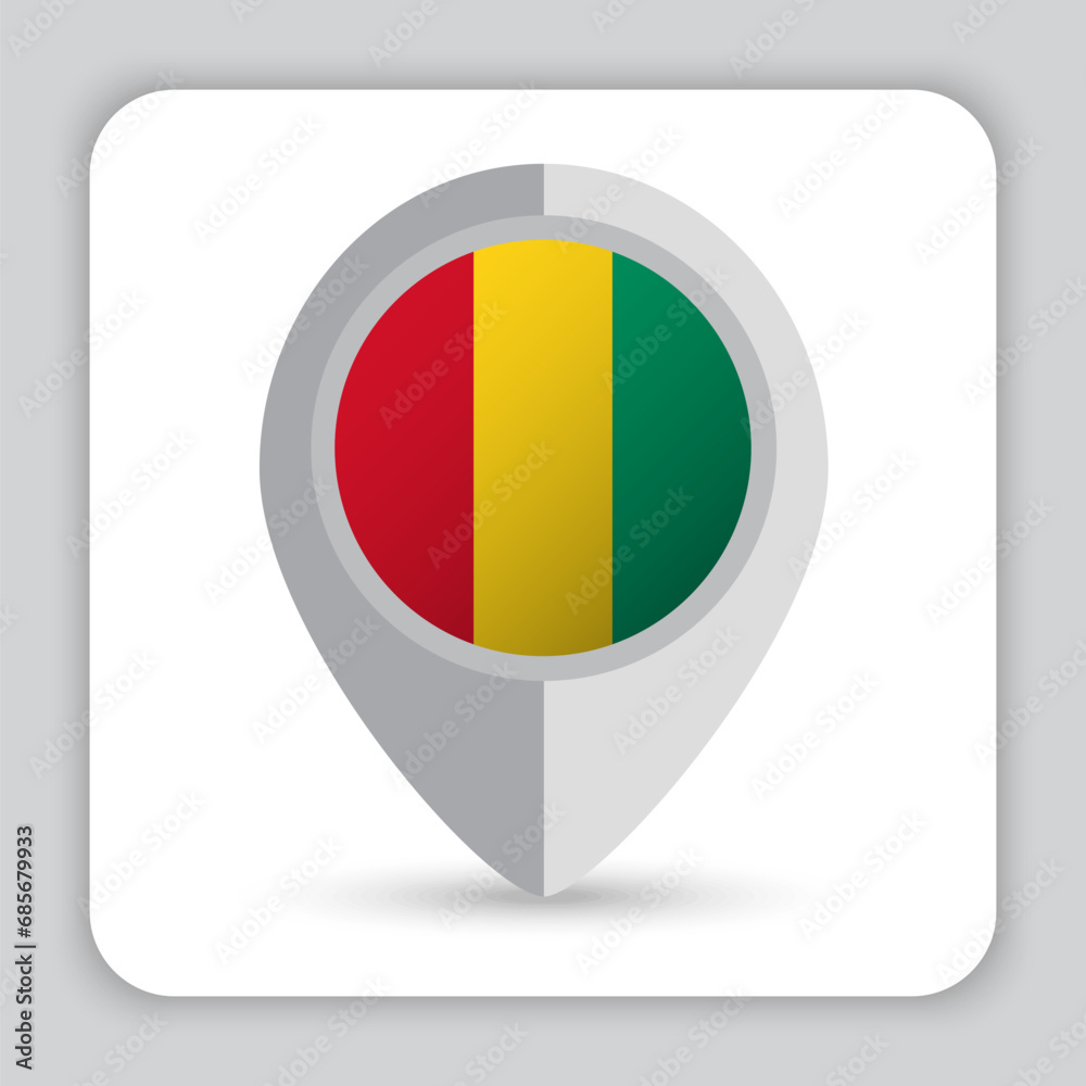 Fototapeta premium Guinea Flag Pin Map Icon