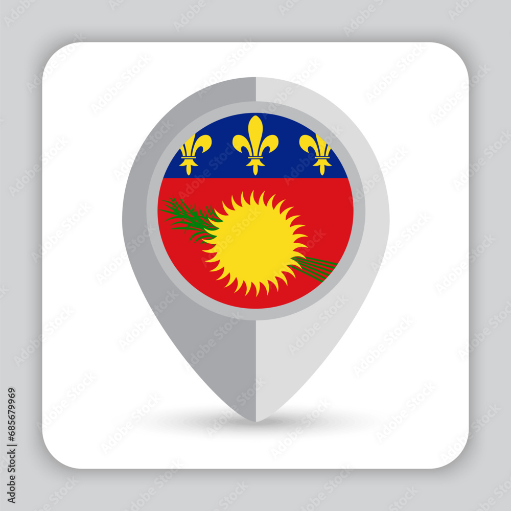 Fototapeta premium Guadeloupe Flag Pin Map Icon