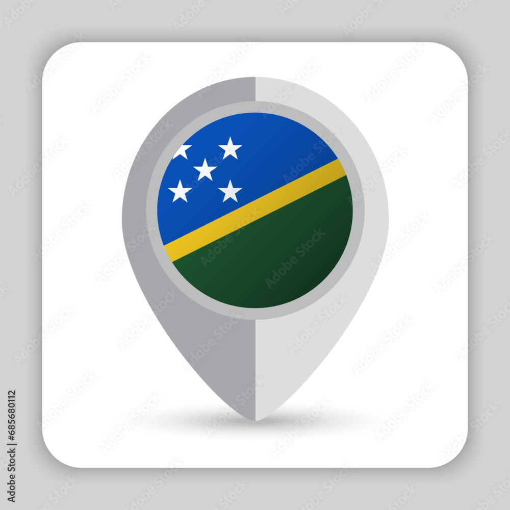 Fototapeta premium Solomon Islands Flag Pin Map Icon