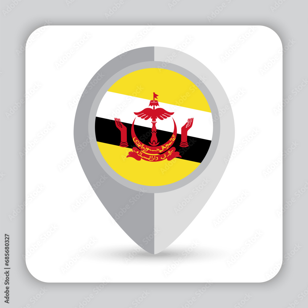 Fototapeta premium Brunei Flag Pin Map Icon