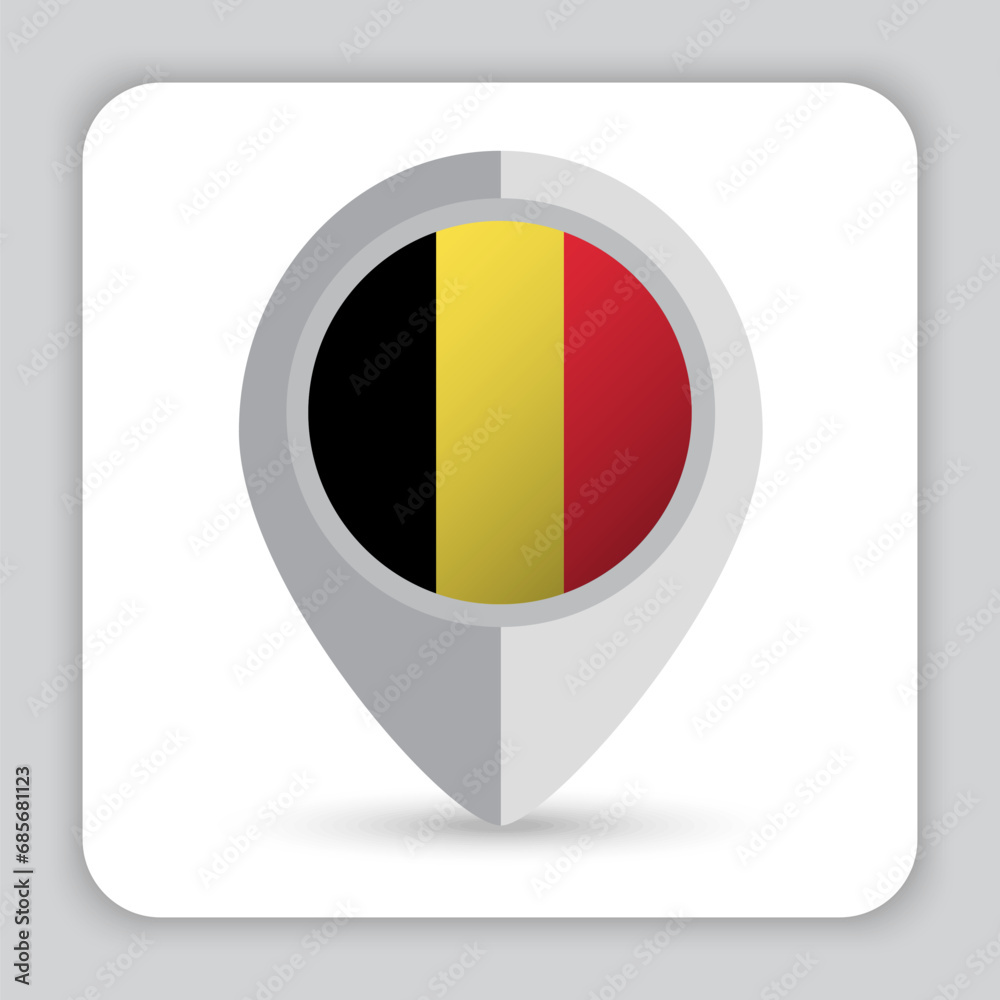 Fototapeta premium Belgium Flag Pin Map Icon