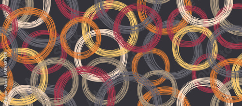 Seamless pattern of circles with pen. Polka dot seamless pattern.