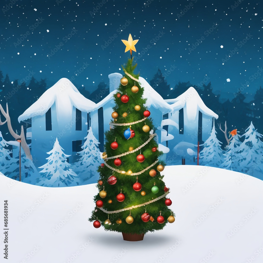 Naklejka premium Merry christmas star images collections cute wallpapers ai generated