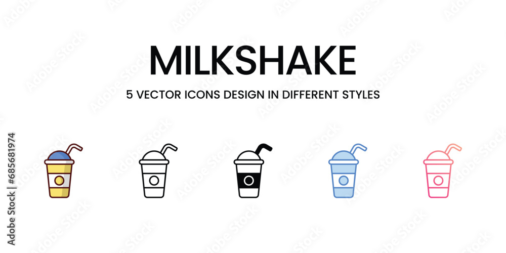 Milkshake Icons set. Suitable for Web Page, Mobile App, UI, UX and GUI design. Vector stock illustration. Milkshake Icons set. Suitable for Web Page, Mobile App, UI, UX and GUI design. Vector stock illustration.