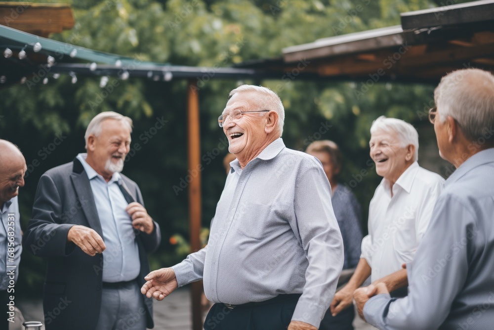 Elders in motion: A candid dance reflects the energy, happiness, and camaraderie among seniors. This image paints an active, lively portrait of retirement life and the joy of growing older Elders in motion: A candid dance reflects the energy, happiness, and camaraderie among seniors. This image paints an active, lively portrait of retirement life and the joy of growing older
