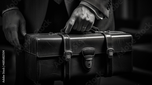 the businessman hand holding a document bag.