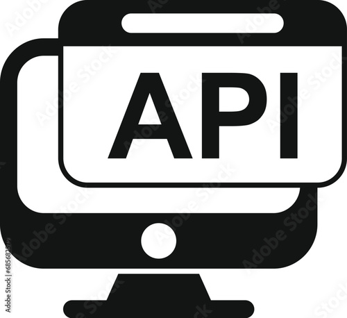 Api monitor icon simple vector. Code gear hosting. Seo coder service