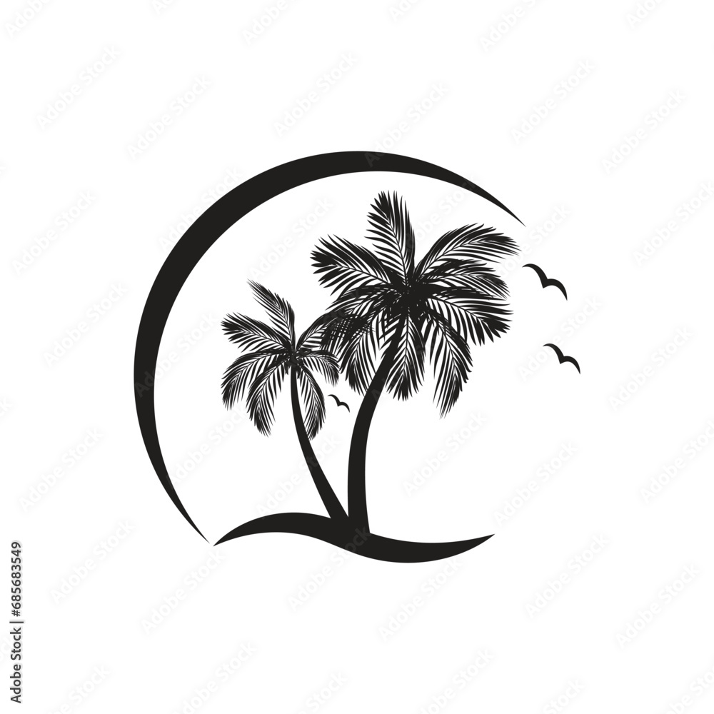 Palm tree logo vector template symbol design