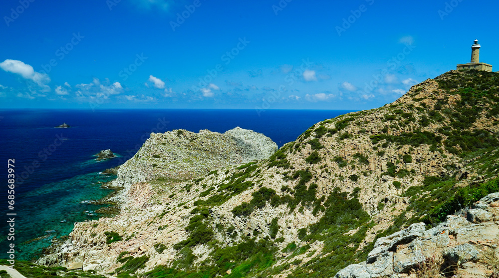 Faro Capo Sandalo, Isola di San Pietro. Sardegna, Italy