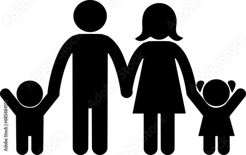 People Family parents and kid icon black