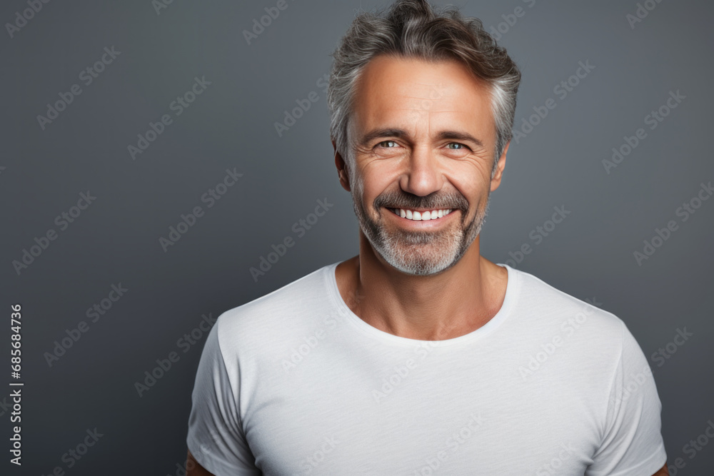 Handsome middle-aged man with grey hair and beard. Handsome middle-aged man with grey hair and beard.