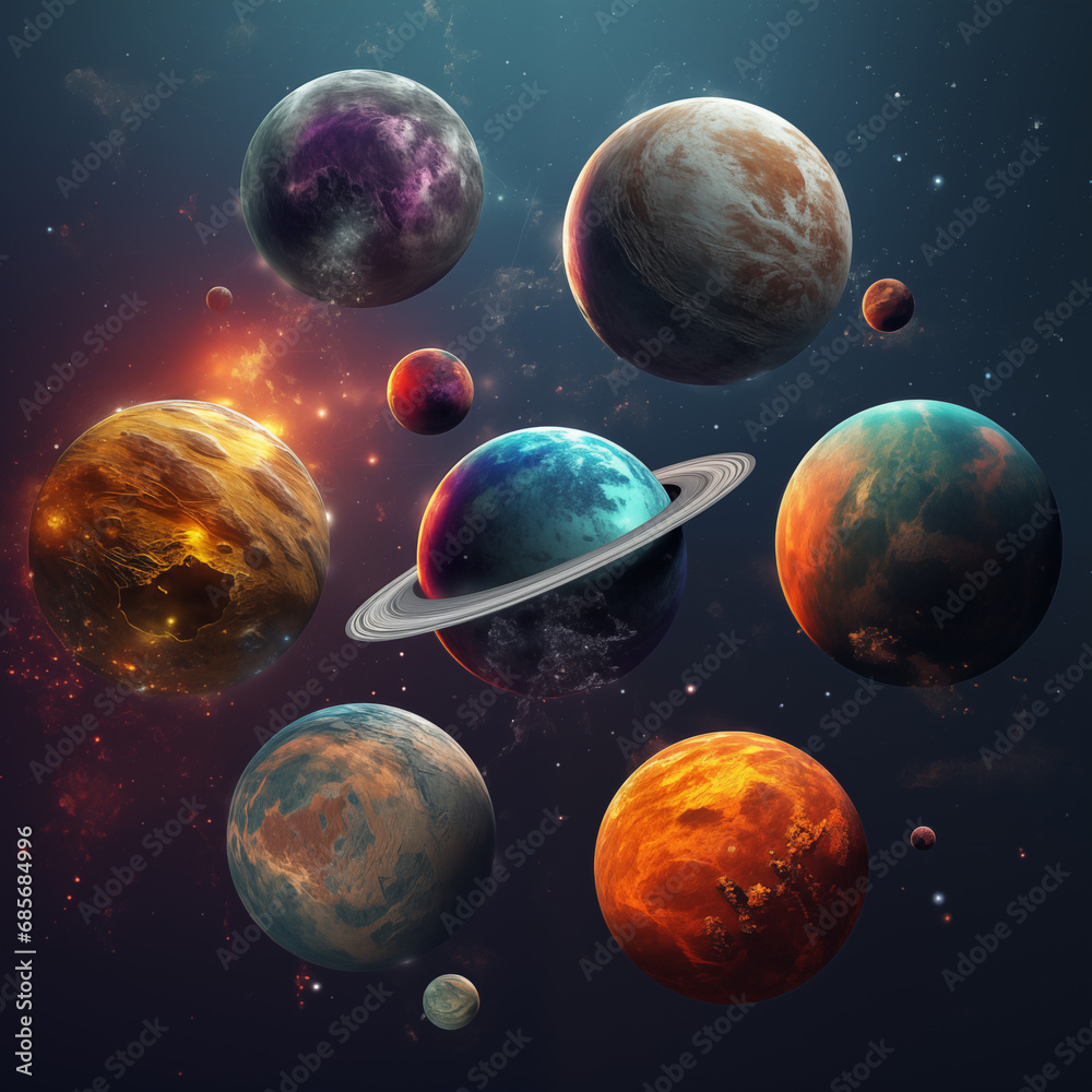 Planets In Space - obrazy, fototapety, plakaty 