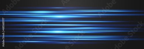 Set of horizontal lens flares. Abstract lights lines on png. Vector horizontal lighr beams. Glowing streaks on dark background. Luminous neon lines isolated on trasparent backgound.