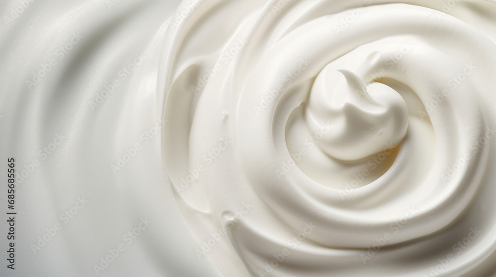 White whipped cream top closeup background. Sour cream, mayonnaise texture. White whipped cream top closeup background. Sour cream, mayonnaise texture.